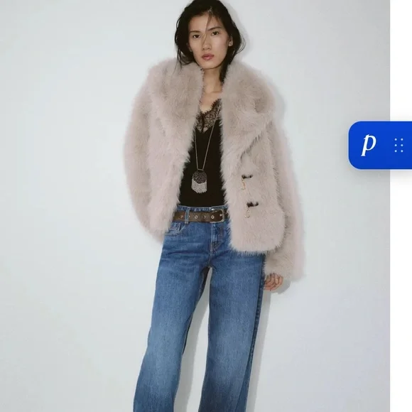 Zara Cream Teddy Jacket with Gold Clasps - Picture 2 of 2